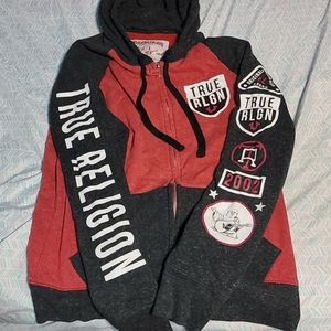 mens sz m true religion zip up hoodie